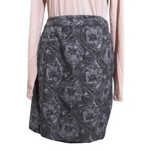 Talbots Wool Blend Wrap Skirt Whimsical Paisley Print Lined Black & Gray Sz 12P
